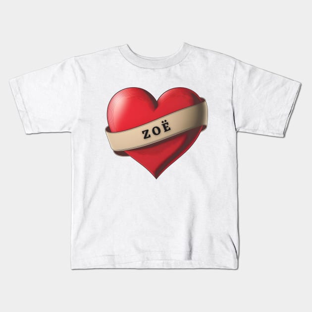 Zoë - Lovely Red Heart With a Ribbon Kids T-Shirt by Allifreyr@gmail.com